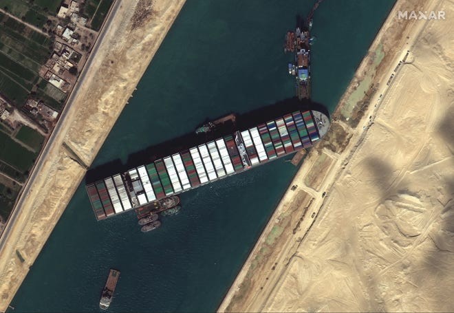 Ever Given Container Ship Blocking the Suez Canal